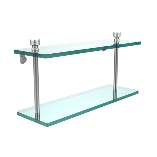 FT-2/16-SCH Foxtrot Collection 16 Inch Two Tiered Glass Shelf, Satin Chrome