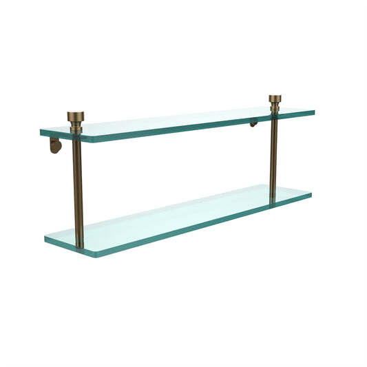 FT-2/22-BBR Foxtrot Collection 22 Inch Two Tiered Glass Shelf, Brushed Bronze