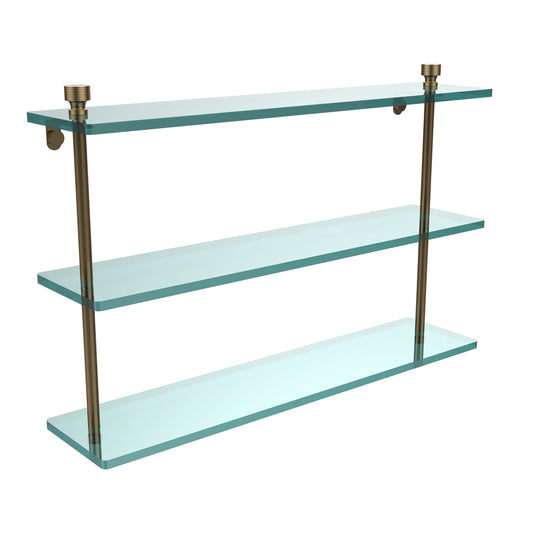 FT-5/22-BBR Foxtrot Collection 22 Inch Triple Tiered Glass Shelf, Brushed Bronze