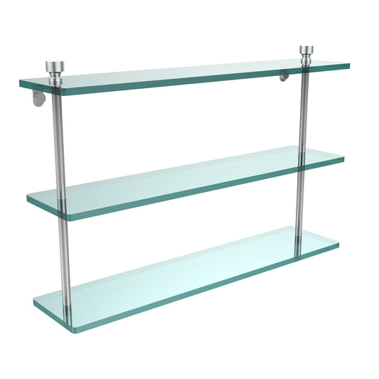 FT-5/22-PC Foxtrot Collection 22 Inch Triple Tiered Glass Shelf, Polished Chrome