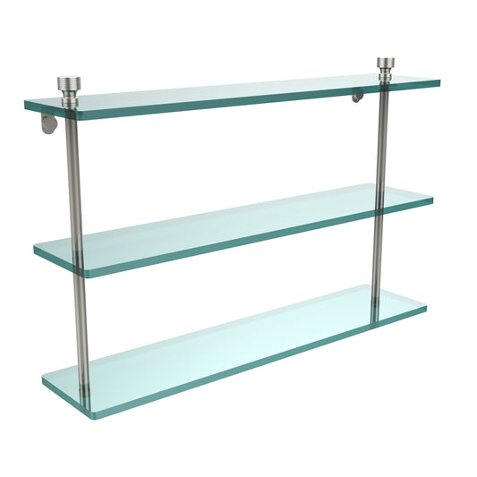 FT-5/22-PNI Foxtrot Collection 22 Inch Triple Tiered Glass Shelf, Polished Nickel