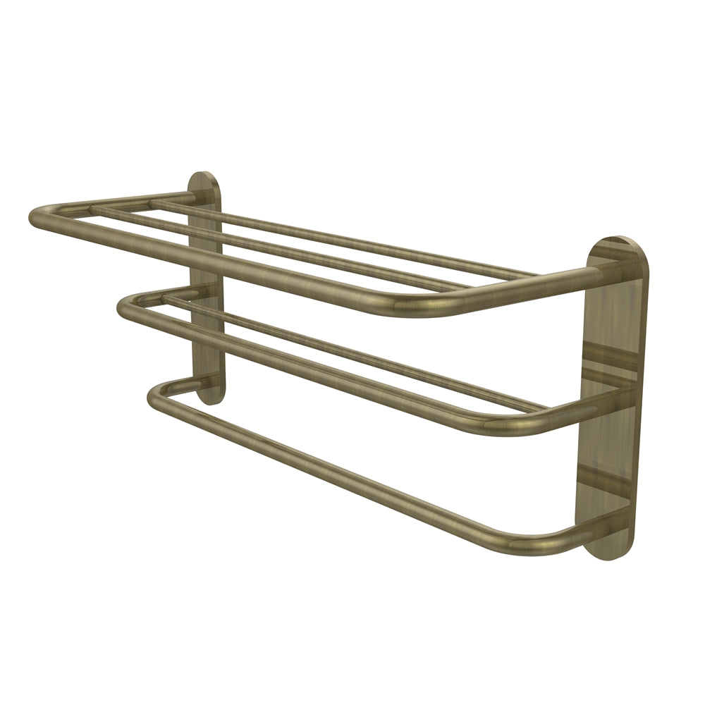 HTL-3-ABR Three Tier Hotel Style Towel Shelf with Drying Rack, Antique Brass