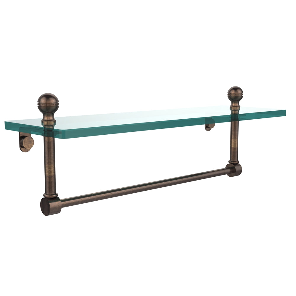 MA-1/16TB-VB Mambo 16 Inch Glass Vanity Shelf with Integrated Towel Bar, Venetian Bronze