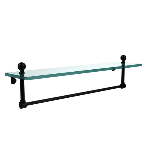 MA-1/22TB-BKM Mambo 22 Inch Glass Vanity Shelf with Integrated Towel Bar, Matte Black