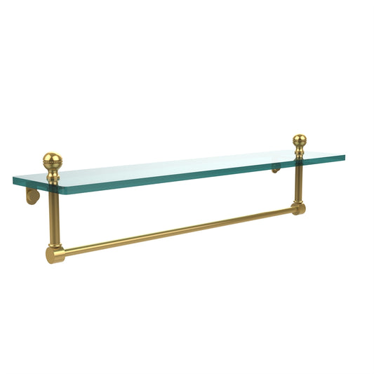 MA-1/22TB-PB Mambo 22 Inch Glass Vanity Shelf with Integrated Towel Bar, Polished Brass