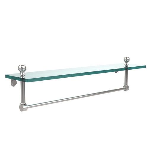 MA-1/22TB-PC Mambo 22 Inch Glass Vanity Shelf with Integrated Towel Bar, Polished Chrome