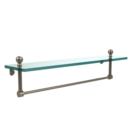 MA-1/22TB-PEW Mambo 22 Inch Glass Vanity Shelf with Integrated Towel Bar, Antique Pewter