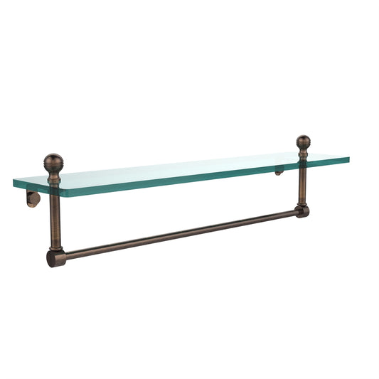 MA-1/22TB-VB Mambo 22 Inch Glass Vanity Shelf with Integrated Towel Bar, Venetian Bronze