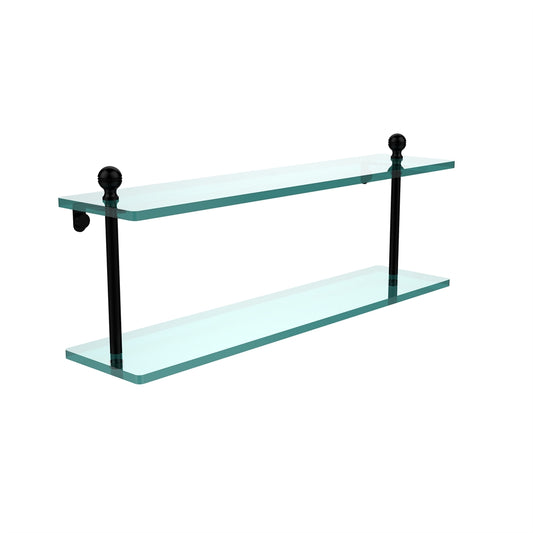 MA-2/22-BKM Mambo Collection 22 Inch Two Tiered Glass Shelf, Matte Black