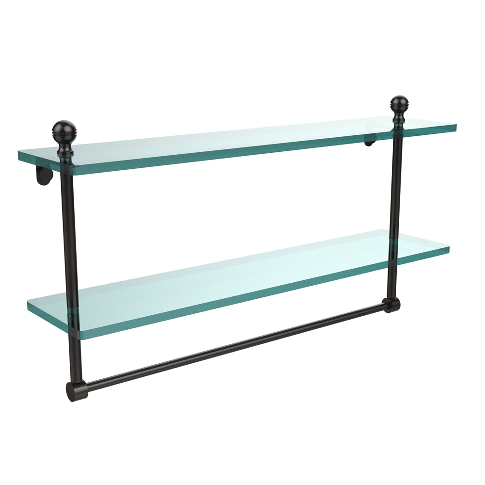 MA-2/22TB-ORB Mambo Collection 22 Inch Two Tiered Glass Shelf with Integrated Towel Bar, Oil Rubbed Bronze