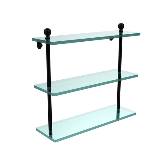 MA-5/16-BKM Mambo Collection 16 Inch Triple Tiered Glass Shelf, Matte Black