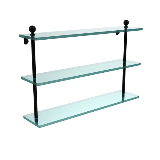 MA-5/22-BKM Mambo Collection 22 Inch Triple Tiered Glass Shelf, Matte Black