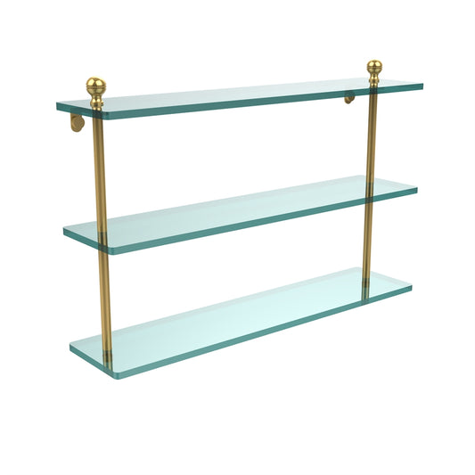 MA-5/22-PB Mambo Collection 22 Inch Triple Tiered Glass Shelf, Polished Brass