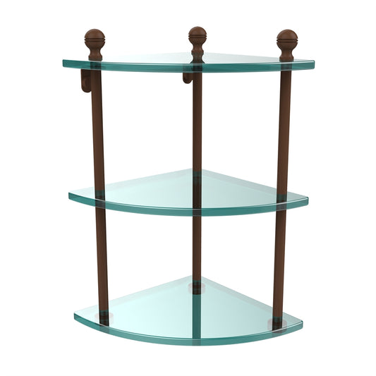 MA-6-ABZ Mambo Collection 3 Tier Corner Glass Shelf, Antique Bronze