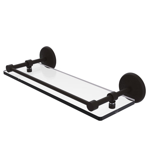 MC-1/16-GAL-ORB Monte Carlo 16 Inch Tempered Glass Shelf with Gallery Rail, Oil Rubbed Bronze