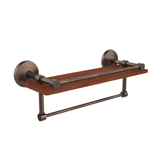 MC-1-16TB-GAL-IRW-VB Monte Carlo Collection 16 Inch IPE Ironwood Shelf with Gallery Rail and Towel Bar, Venetian Bronze