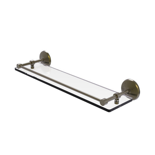 MC-1/22-GAL-ABR Monte Carlo 22 Inch Tempered Glass Shelf with Gallery Rail, Antique Brass