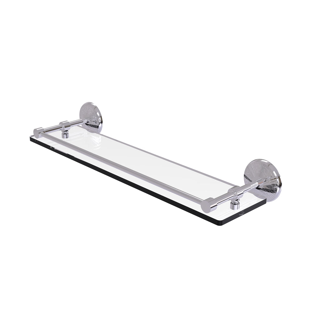 MC-1/22-GAL-PC Monte Carlo 22 Inch Tempered Glass Shelf with Gallery Rail, Polished Chrome