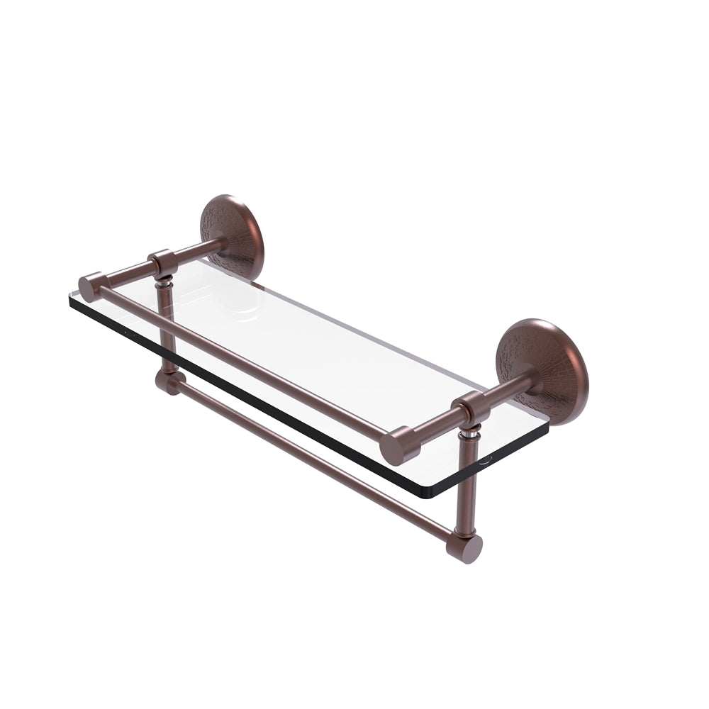 MC-1TB/16-GAL-CA 16 Inch Gallery Glass Shelf with Towel Bar, Antique Copper