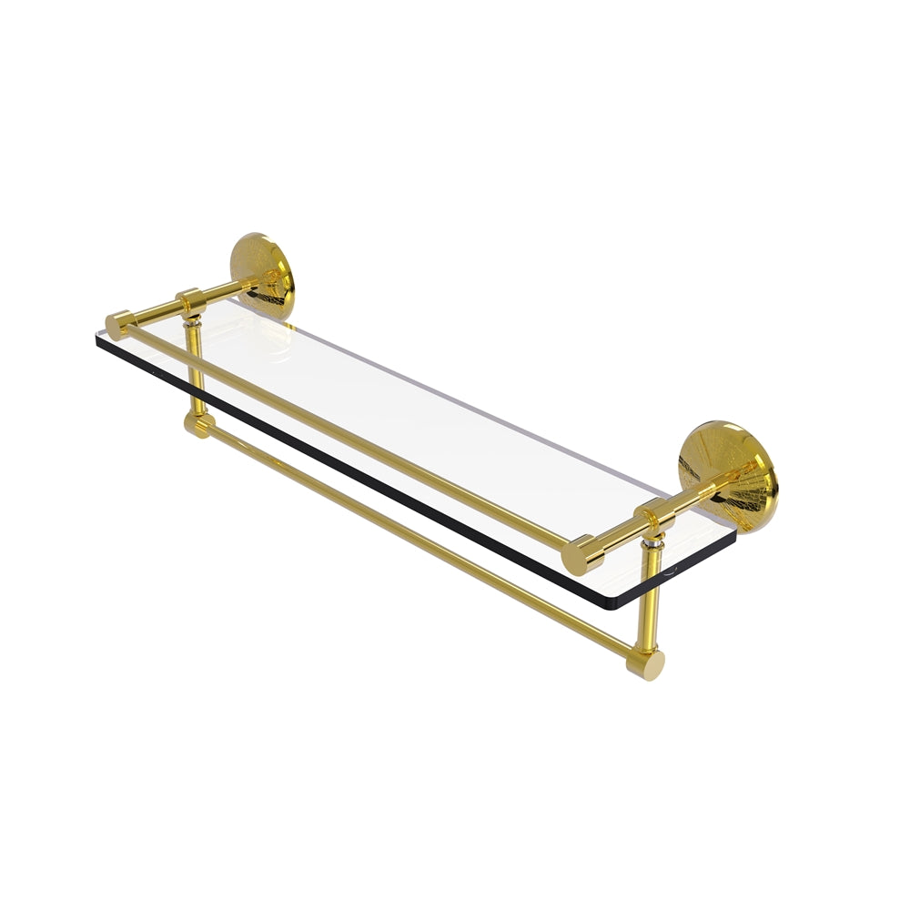 MC-1TB/22-GAL-PB 22 Inch Gallery Glass Shelf with Towel Bar, Polished Brass