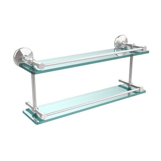 MC-2/22-GAL-PC Monte Carlo 22 Inch Double Glass Shelf with Gallery Rail, Polished Chrome