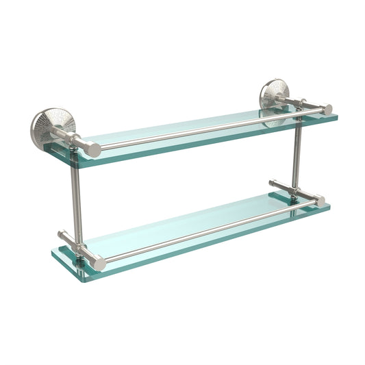 MC-2/22-GAL-PNI Monte Carlo 22 Inch Double Glass Shelf with Gallery Rail, Polished Nickel