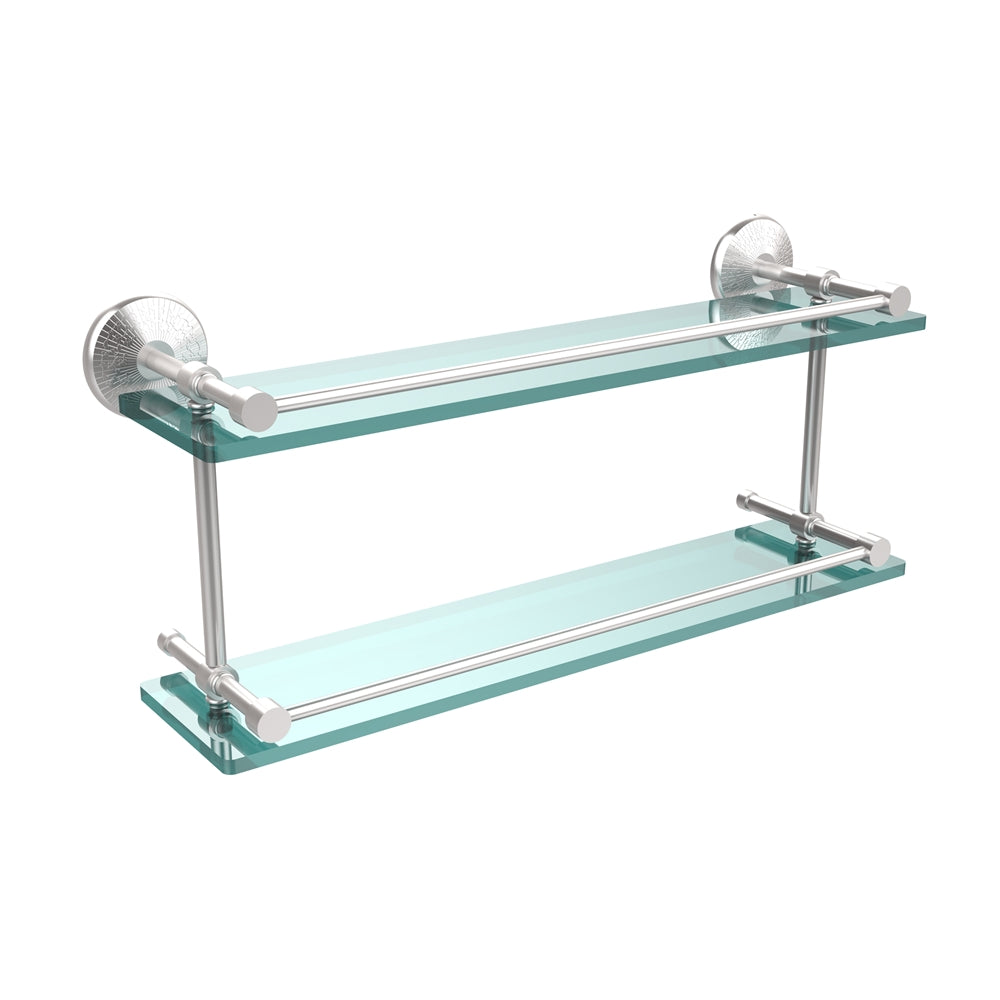 MC-2/22-GAL-SCH Monte Carlo 22 Inch Double Glass Shelf with Gallery Rail, Satin Chrome