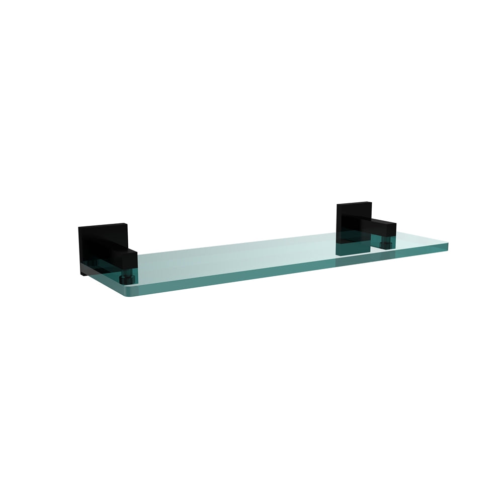 MT-1-16-BKM Montero Collection 16 Inch Glass Vanity Shelf with Beveled Edges, Matte Black