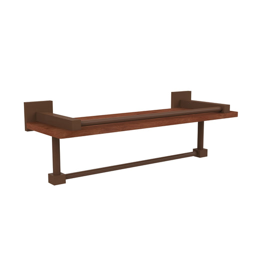 MT-1-16TB-GAL-IRW-ABZ Montero Collection 16 Inch IPE Ironwood Shelf with Gallery Rail and Towel Bar, Antique Bronze