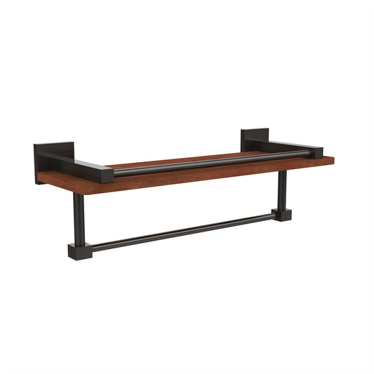 MT-1-16TB-GAL-IRW-ORB Montero Collection 16 Inch IPE Ironwood Shelf with Gallery Rail and Towel Bar, Oil Rubbed Bronze