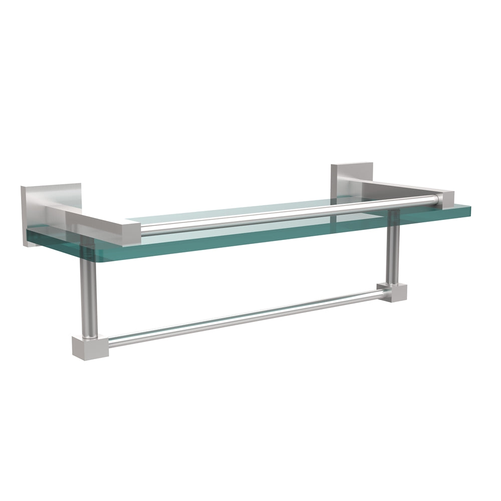 MT-1-16TB-GAL-SCH Montero Collection 16 Inch Gallery Glass Shelf with Towel Bar, Satin Chrome