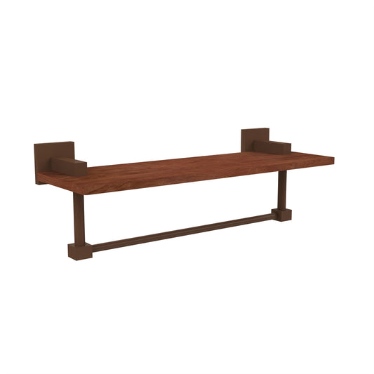 MT-1TB-16-IRW-ABZ Montero Collection 16 Inch Solid IPE Ironwood Shelf with Integrated Towel Bar, Antique Bronze