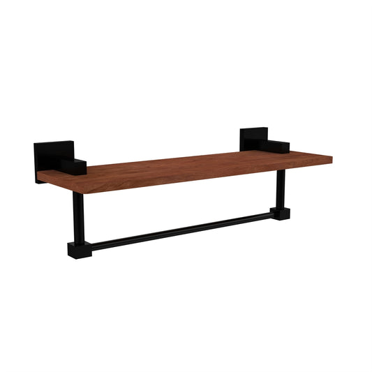 MT-1TB-16-IRW-BKM Montero Collection 16 Inch Solid IPE Ironwood Shelf with Integrated Towel Bar, Matte Black