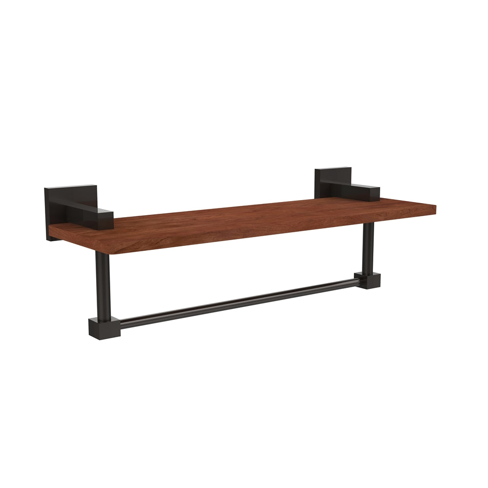 MT-1TB-16-IRW-ORB Montero Collection 16 Inch Solid IPE Ironwood Shelf with Integrated Towel Bar, Oil Rubbed Bronze