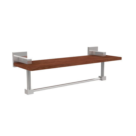 MT-1TB-16-IRW-PC Montero Collection 16 Inch Solid IPE Ironwood Shelf with Integrated Towel Bar, Polished Chrome