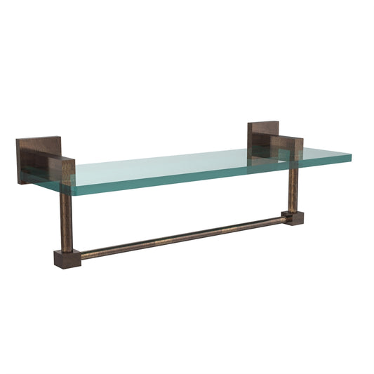 MT-1-16TB-VB Montero Collection 16 Inch Glass Vanity Shelf with Integrated Towel Bar, Venetian Bronze