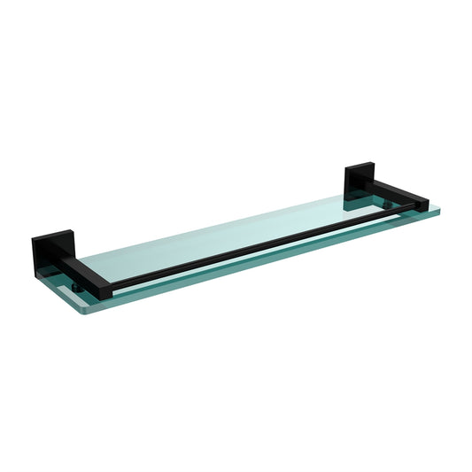 MT-1-22-GAL-BKM Montero Collection 22 Inch Glass Shelf with Gallery Rail, Matte Black