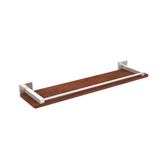 MT-1-22-GAL-IRW-SCH Montero Collection 22 Inch Solid IPE Ironwood Shelf with Gallery Rail, Satin Chrome