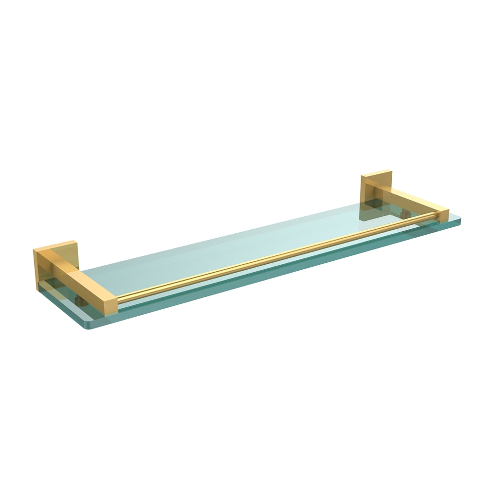 MT-1-22-GAL-PB Montero Collection 22 Inch Glass Shelf with Gallery Rail, Polished Brass