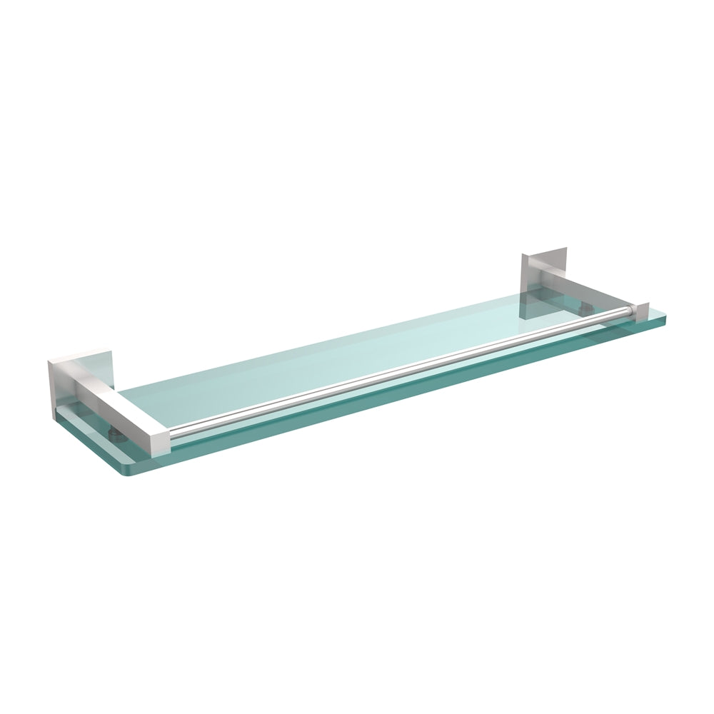 MT-1-22-GAL-SCH Montero Collection 22 Inch Glass Shelf with Gallery Rail, Satin Chrome