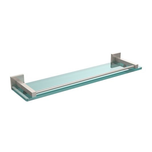 MT-1-22-GAL-SN Montero Collection 22 Inch Glass Shelf with Gallery Rail, Satin Nickel