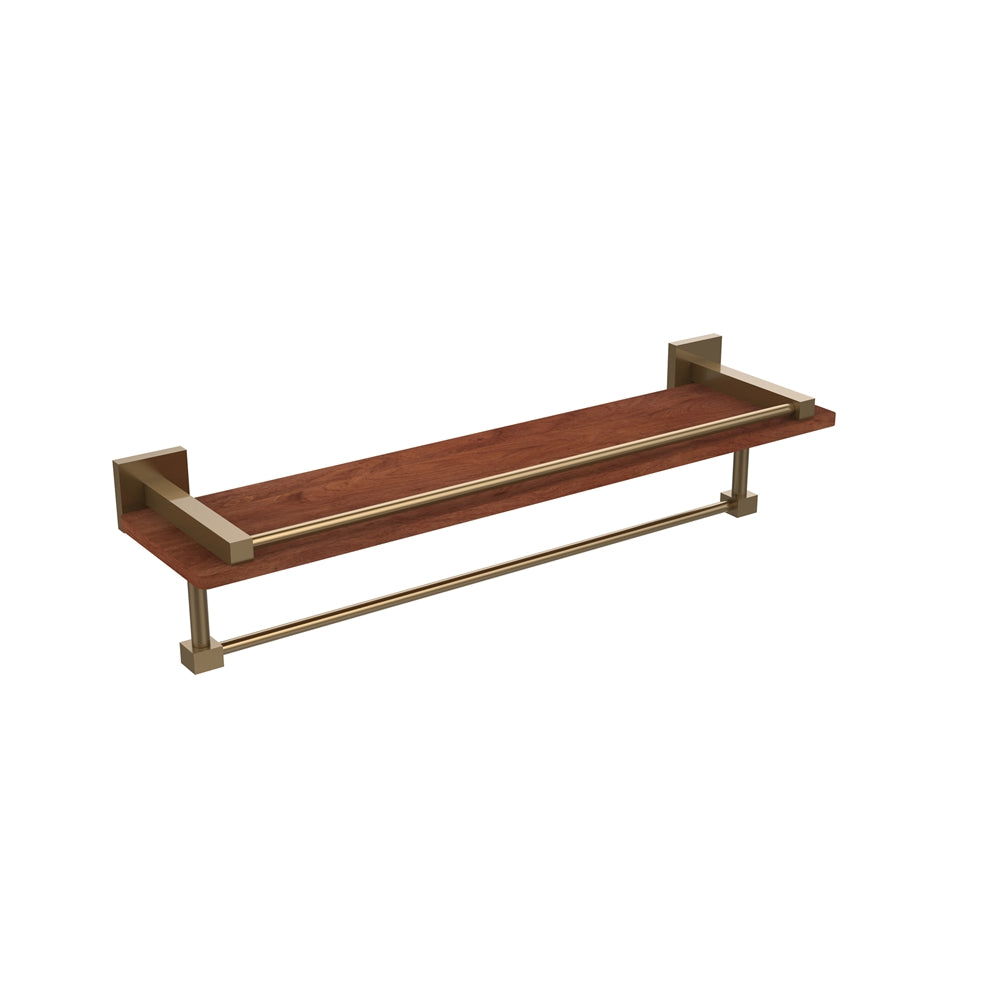 MT-1-22TB-GAL-IRW-BBR Montero Collection 22 Inch IPE Ironwood Shelf with Gallery Rail and Towel Bar, Brushed Bronze