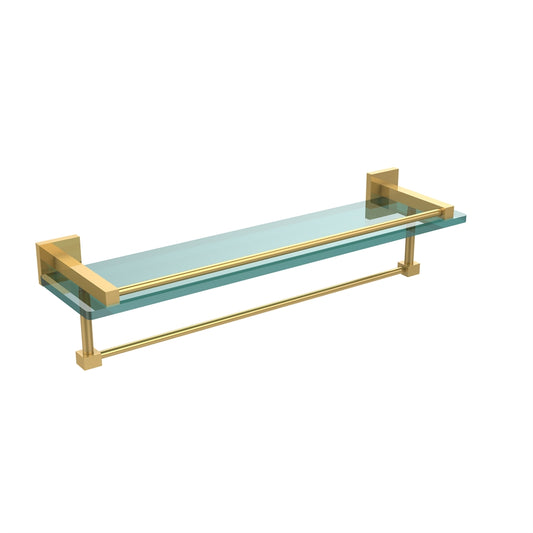 MT-1-22TB-GAL-UNL Montero Collection 22 Inch Gallery Glass Shelf with Towel Bar, Unlacquered Brass