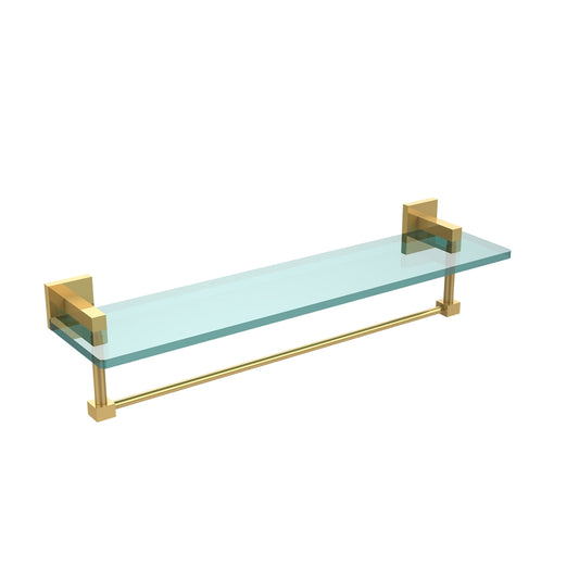 MT-1-22TB-PB Montero Collection 22 Inch Glass Vanity Shelf with Integrated Towel Bar, Polished Brass