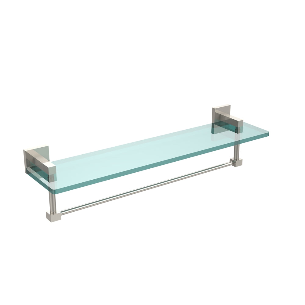 MT-1-22TB-PNI Montero Collection 22 Inch Glass Vanity Shelf with Integrated Towel Bar, Polished Nickel