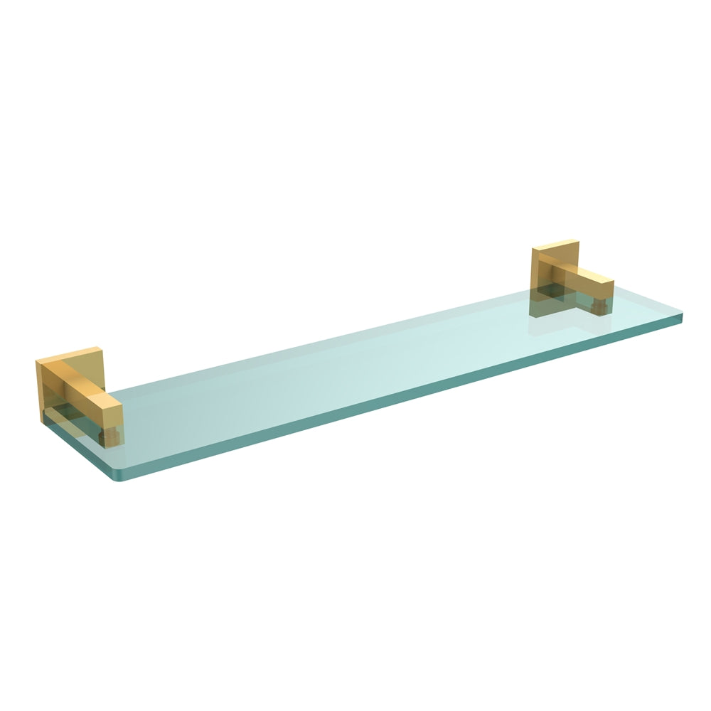 MT-1-22-UNL Montero Collection 22 Inch Glass Vanity Shelf with Beveled Edges, Unlacquered Brass