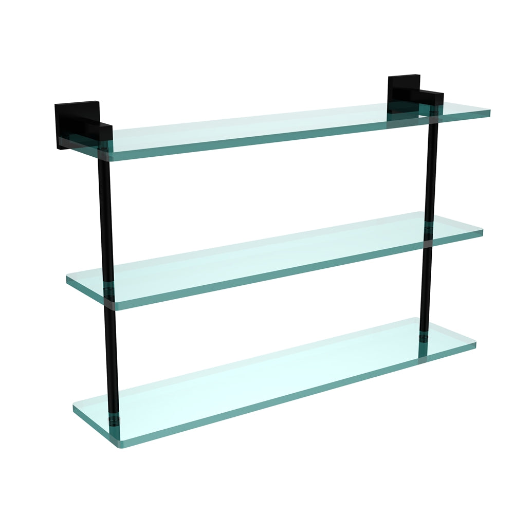 MT-5-22-BKM Montero Collection 22 Inch Triple Tiered Glass Shelf, Matte Black