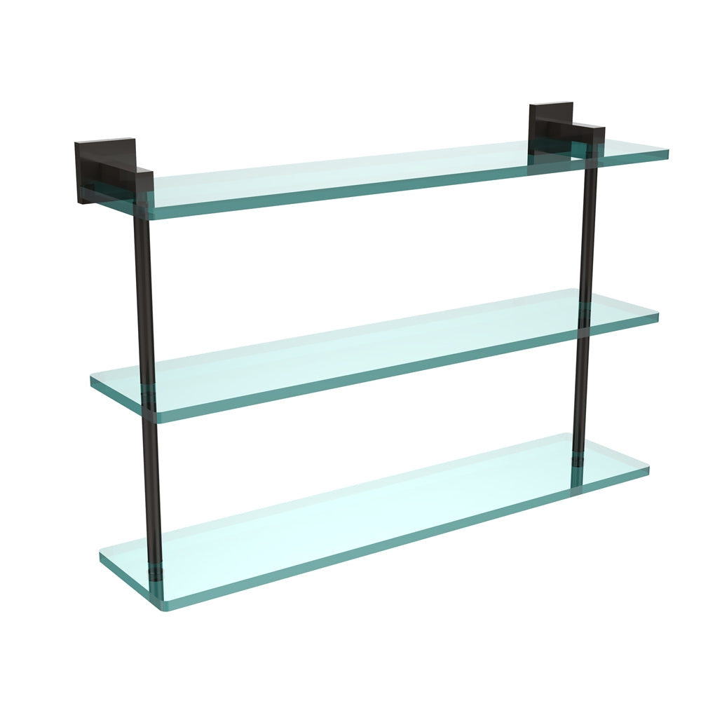 MT-5-22-ORB Montero Collection 22 Inch Triple Tiered Glass Shelf, Oil Rubbed Bronze