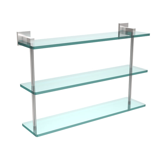 MT-5-22-SCH Montero Collection 22 Inch Triple Tiered Glass Shelf, Satin Chrome