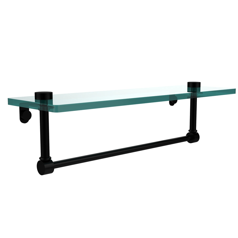 NS-1/16TB-BKM 16 Inch Glass Vanity Shelf with Integrated Towel Bar, Matte Black